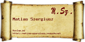Matias Szergiusz névjegykártya